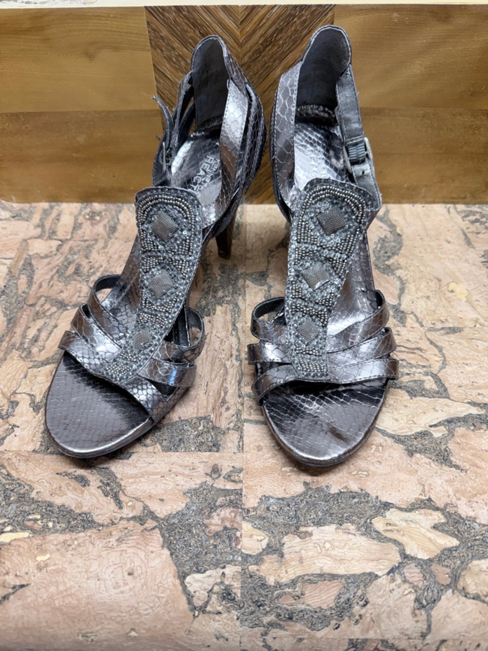 Beaded Kenneth Cole Reaction Snake-Print Beaded T-Strap Wedding Guest Heels 👠